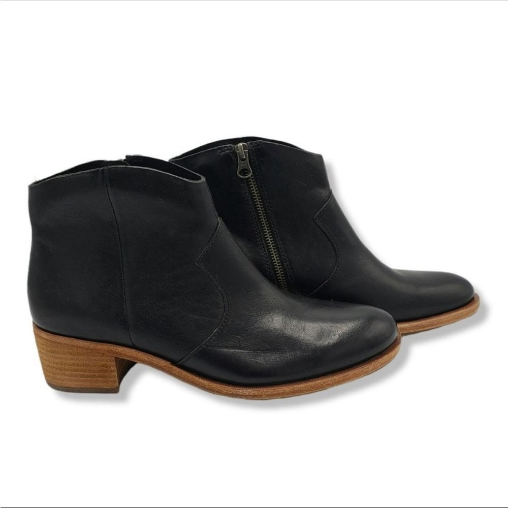 Kork Ease Casper Leather Boot Womens 8.5 Black Ankle Western Zipper